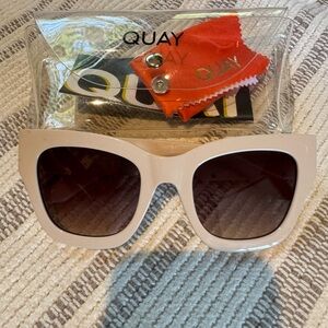 Quay Australia Cream Frame Sunglasses with Brown Gradient Lenses
